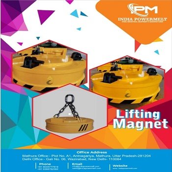 Yellow lifting magnet with details
