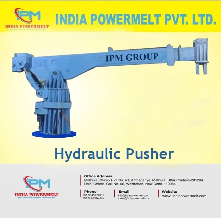 Industrial hydraulic pusher machine illustration